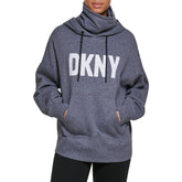 DKNY Women's Sport Soft Fleece Kanga Pocket Hoodie, BLK Heather, X-Small